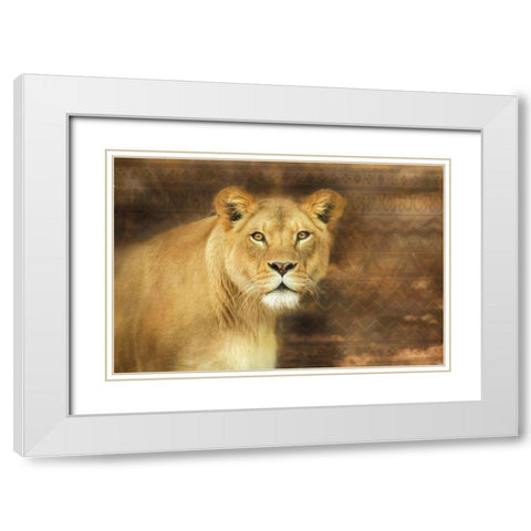 Tribal Lioness White Modern Wood Framed Art Print with Double Matting by Deiter, Lori