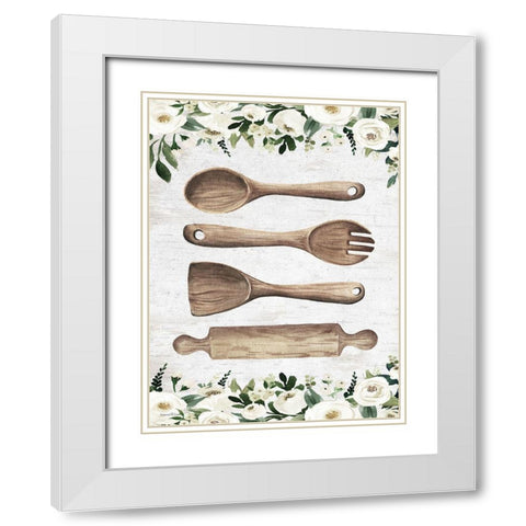 Wooden Utensils White Modern Wood Framed Art Print with Double Matting by lettered And lined