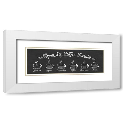 Specialty Coffee Drinks White Modern Wood Framed Art Print with Double Matting by Lettered And Lined