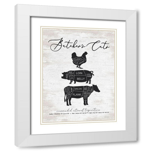 Butchers Cuts White Modern Wood Framed Art Print with Double Matting by Lettered And Lined