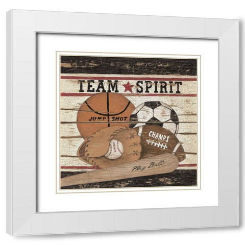 Team Spirit White Modern Wood Framed Art Print with Double Matting by Spivey, Linda