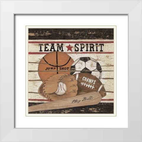 Team Spirit White Modern Wood Framed Art Print with Double Matting by Spivey, Linda