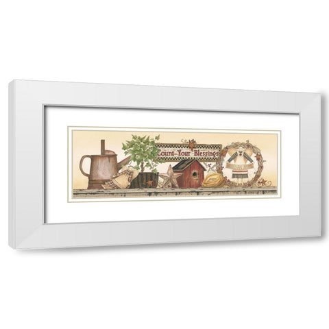 Count Your Blessings White Modern Wood Framed Art Print with Double Matting by Spivey, Linda
