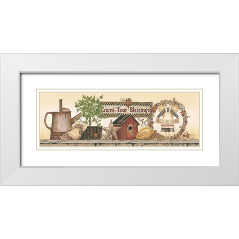 Count Your Blessings White Modern Wood Framed Art Print with Double Matting by Spivey, Linda