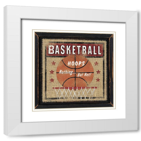 Basketball White Modern Wood Framed Art Print with Double Matting by Spivey, Linda