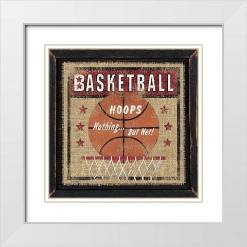 Basketball White Modern Wood Framed Art Print with Double Matting by Spivey, Linda