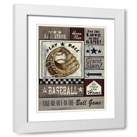 Baseball All Stars White Modern Wood Framed Art Print with Double Matting by Spivey, Linda