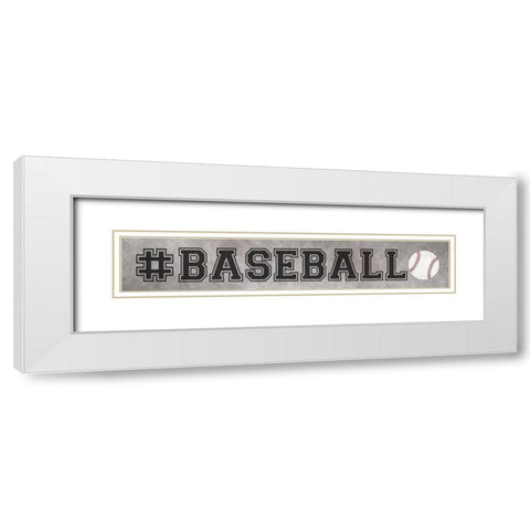 Baseball White Modern Wood Framed Art Print with Double Matting by Rae, Marla