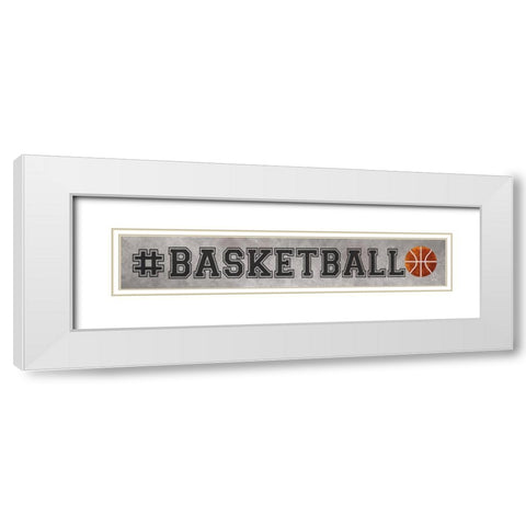 Basketball White Modern Wood Framed Art Print with Double Matting by Rae, Marla