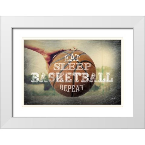 Eat, Sleep, Basketball, Repeat White Modern Wood Framed Art Print with Double Matting by Rae, Marla