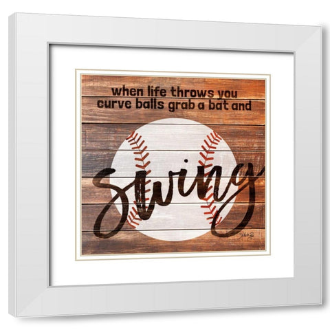 Grab a Bat and Swing White Modern Wood Framed Art Print with Double Matting by Rae, Marla