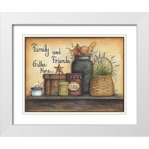Family And Friends White Modern Wood Framed Art Print with Double Matting by June, Mary Ann