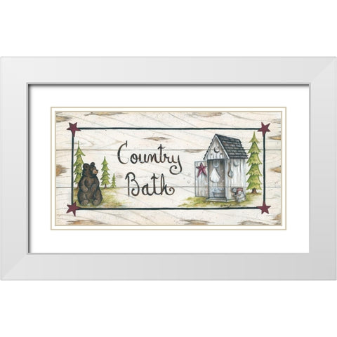 Country Bath White Modern Wood Framed Art Print with Double Matting by June, Mary Ann