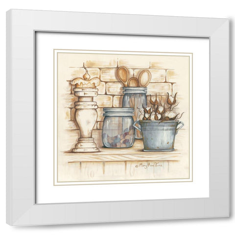 Jars and Wooden Spoons White Modern Wood Framed Art Print with Double Matting by June, Mary Ann