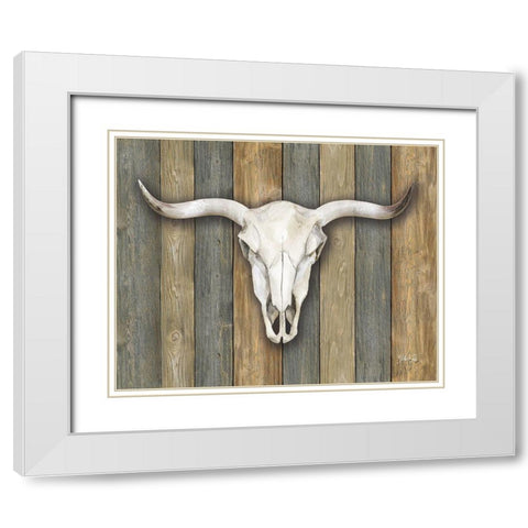Cow Skull II White Modern Wood Framed Art Print with Double Matting by Rae, Marla