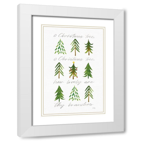O Christmas Tree White Modern Wood Framed Art Print with Double Matting by Rae, Marla