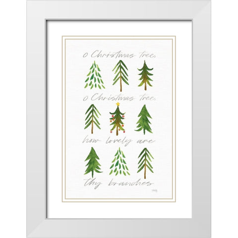 O Christmas Tree White Modern Wood Framed Art Print with Double Matting by Rae, Marla