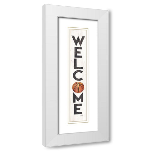 Welcome Basketball White Modern Wood Framed Art Print with Double Matting by Rae, Marla