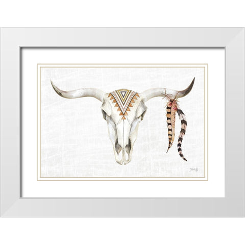 Tribal Skull I White Modern Wood Framed Art Print with Double Matting by Rae, Marla