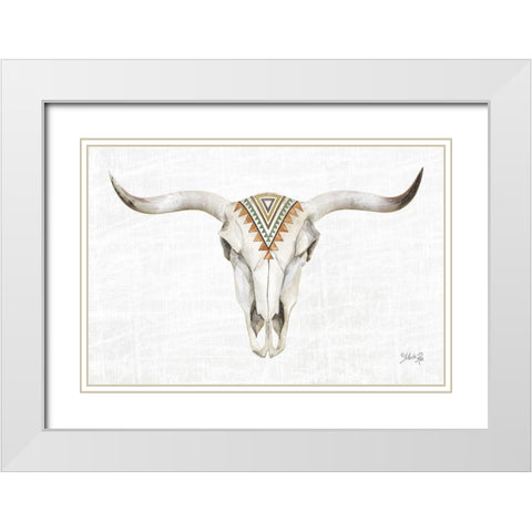 Tribal Skull III White Modern Wood Framed Art Print with Double Matting by Rae, Marla