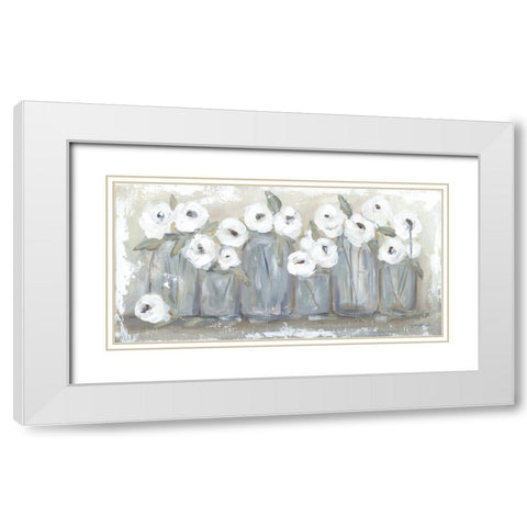 White Floral Filled Jars White Modern Wood Framed Art Print with Double Matting by Kissell, Mackenzie