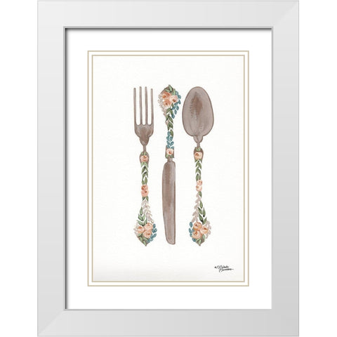 Floral Flatwear White Modern Wood Framed Art Print with Double Matting by Norman, Michele