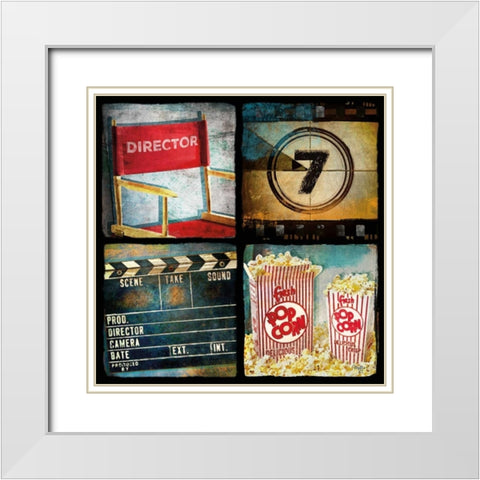 At the Movies II White Modern Wood Framed Art Print with Double Matting by Mollie B.