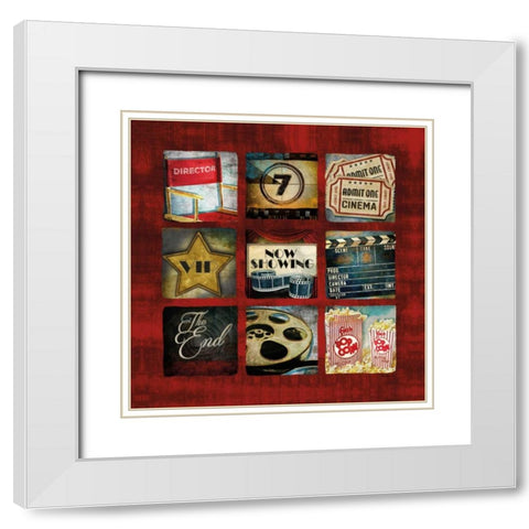 Movie Collage White Modern Wood Framed Art Print with Double Matting by Mollie B.