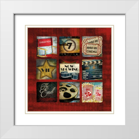 Movie Collage White Modern Wood Framed Art Print with Double Matting by Mollie B.