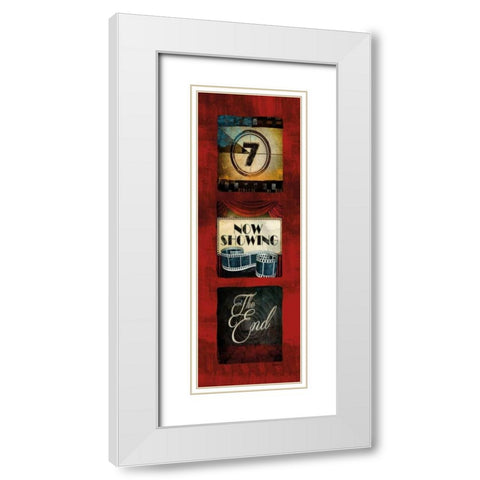 Now Showing Movie Tryptic White Modern Wood Framed Art Print with Double Matting by Mollie B.