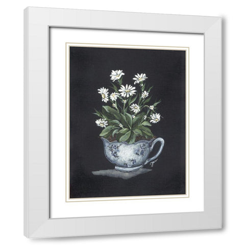 Tea Cup Daisies White Modern Wood Framed Art Print with Double Matting by Norkus, Julie