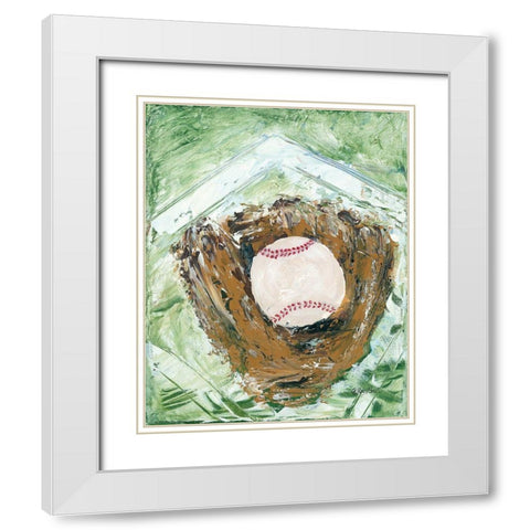 Baseball and Glove White Modern Wood Framed Art Print with Double Matting by Ebert, Roey
