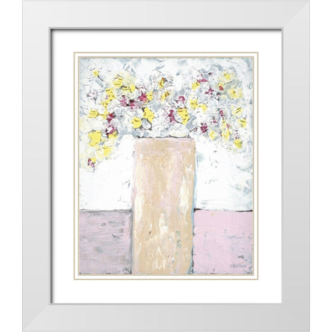 Kitchen Table Flowers White Modern Wood Framed Art Print with Double Matting by Ebert, Roey
