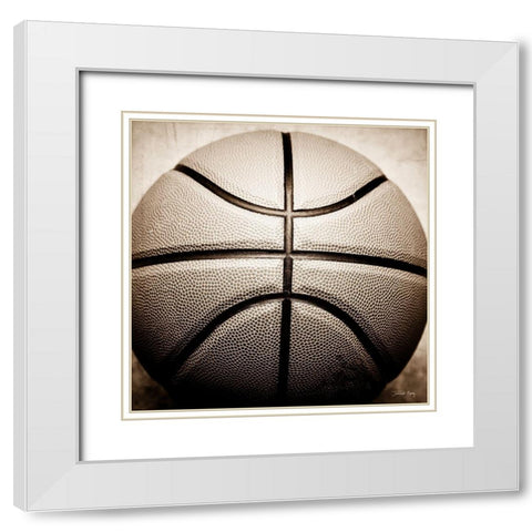 Vintage Basketball White Modern Wood Framed Art Print with Double Matting by Rigsby, Jennifer
