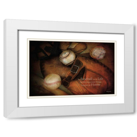 Baseball White Modern Wood Framed Art Print with Double Matting by Vieira, Robin-Lee