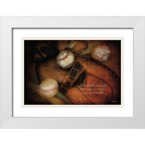 Baseball White Modern Wood Framed Art Print with Double Matting by Vieira, Robin-Lee