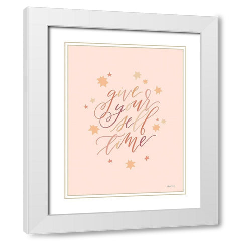 Give Yourself Time White Modern Wood Framed Art Print with Double Matting by Nieman, Rachel