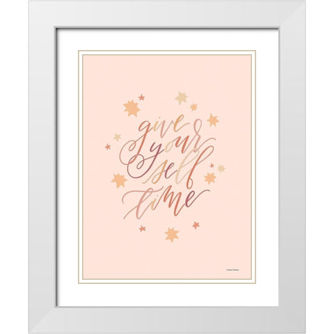 Give Yourself Time White Modern Wood Framed Art Print with Double Matting by Nieman, Rachel