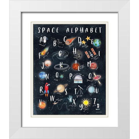 Space Alphabet White Modern Wood Framed Art Print with Double Matting by Nieman, Rachel