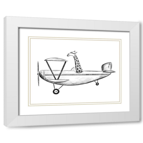 Giraffe in a Plane White Modern Wood Framed Art Print with Double Matting by Nieman, Rachel