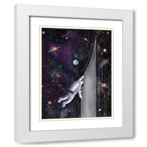 Astronaut in Space White Modern Wood Framed Art Print with Double Matting by Nieman, Rachel