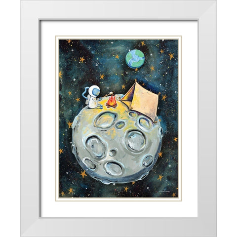 Camping Astronaut White Modern Wood Framed Art Print with Double Matting by Nieman, Rachel