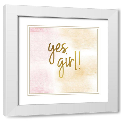 Yes Girl! White Modern Wood Framed Art Print with Double Matting by Ball, Susan