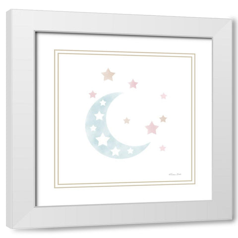 Watercolor Moon White Modern Wood Framed Art Print with Double Matting by Ball, Susan