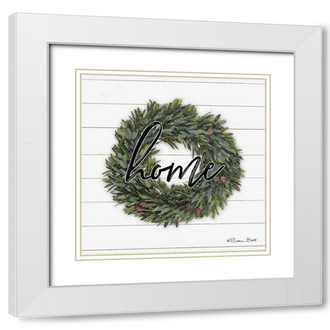 Home Wreath White Modern Wood Framed Art Print with Double Matting by Ball, Susan