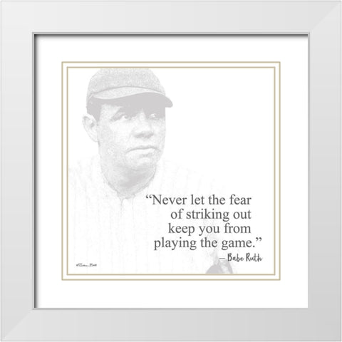 Baseball Greats - Babe Ruth White Modern Wood Framed Art Print with Double Matting by Ball, Susan