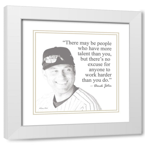 Baseball Greats - Derek Jeter White Modern Wood Framed Art Print with Double Matting by Ball, Susan