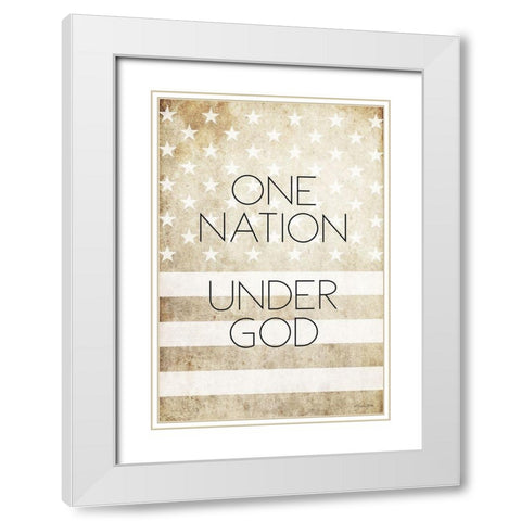 One Nation Under God White Modern Wood Framed Art Print with Double Matting by Ball, Susan