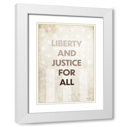 Liberty and Justice For All White Modern Wood Framed Art Print with Double Matting by Ball, Susan