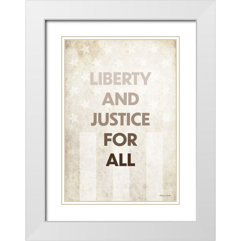 Liberty and Justice For All White Modern Wood Framed Art Print with Double Matting by Ball, Susan